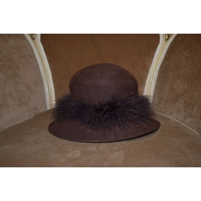 Brown Derby Church Wedding Tea Party Special Occasion Hat  100% Wool  eb-65099719